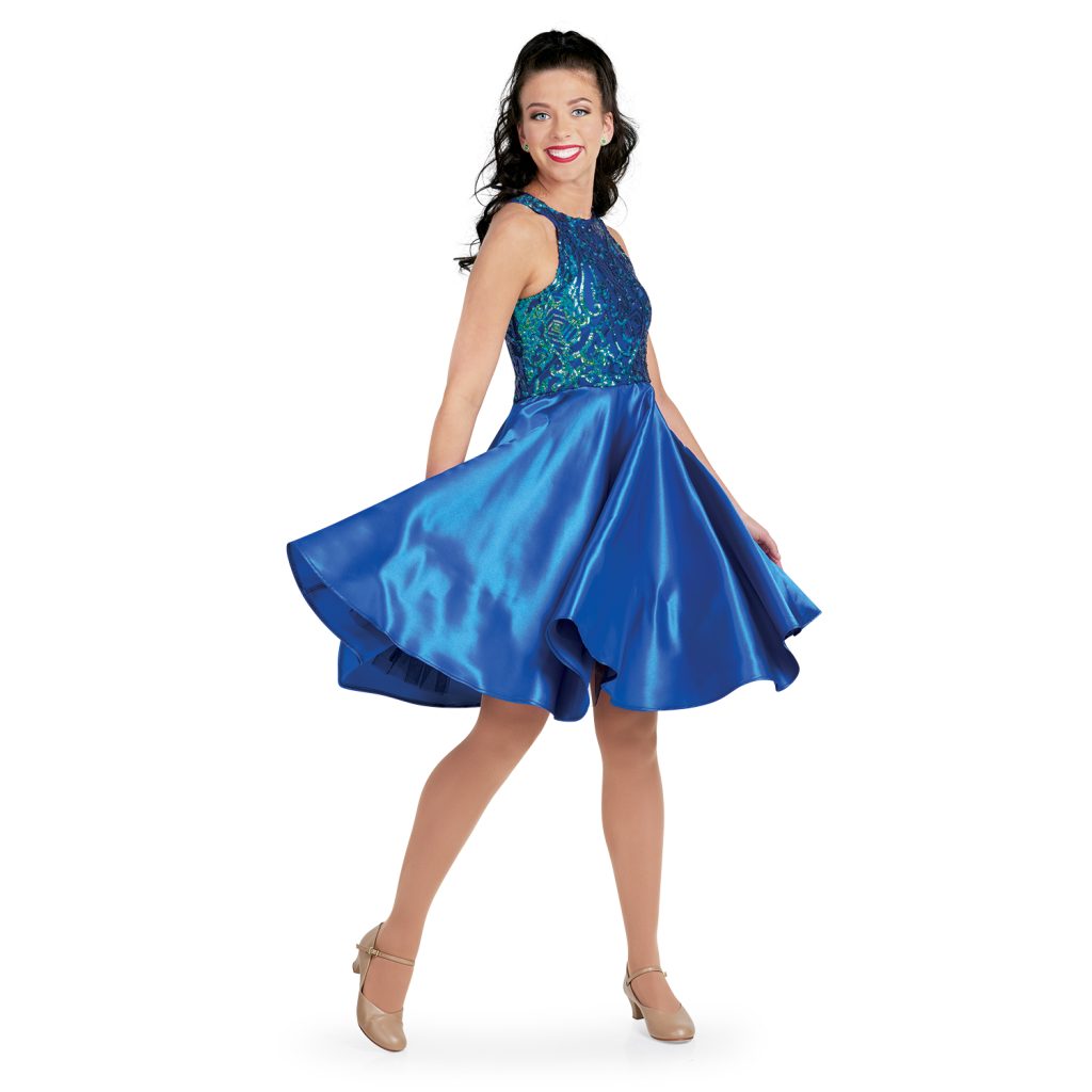 Custom Show Choir Dress Goddess Neckline, Natural Waist | Band Shoppe