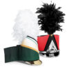two shakos with hat wraps and plumes